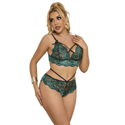 Subblime - 954093 Soutien-Gorge + Culotte Dentelle Vert L/Xl